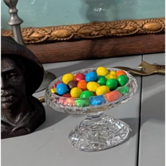 Vintage Crystal Glass Pedestal Candy Dish Candle holder - Picture 3 of 16